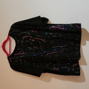 Shein Black with Neon Splatter Tee, 1X
